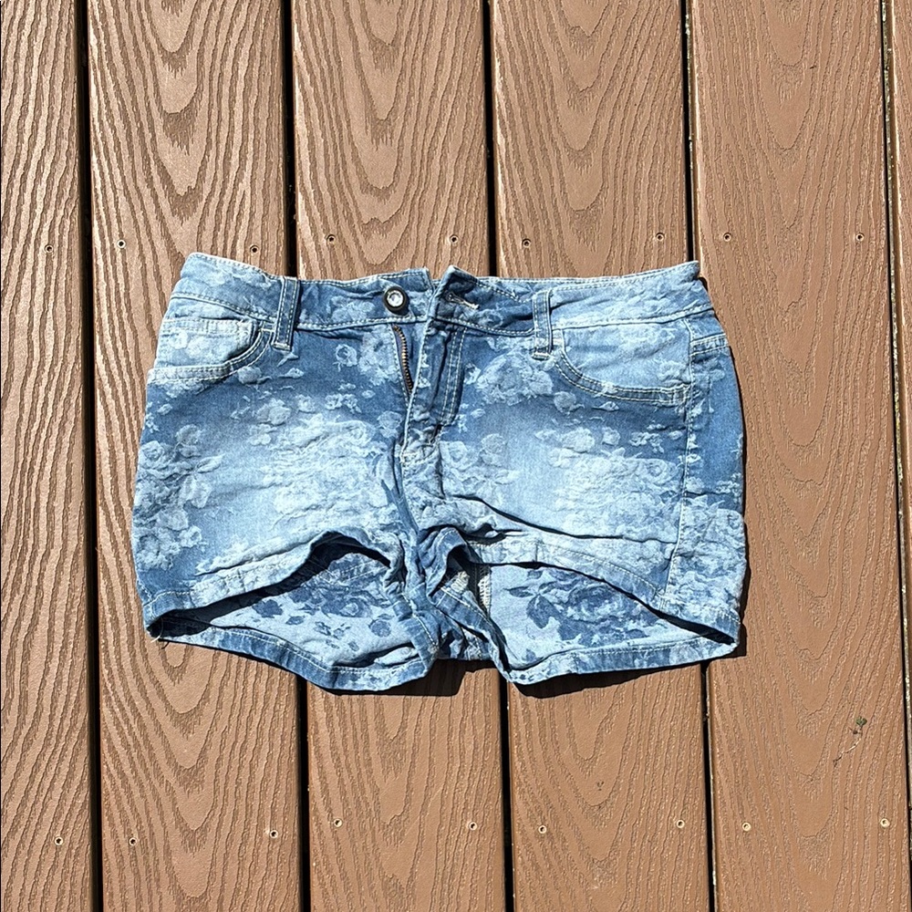 Floral Blue Denim Women's Shorts